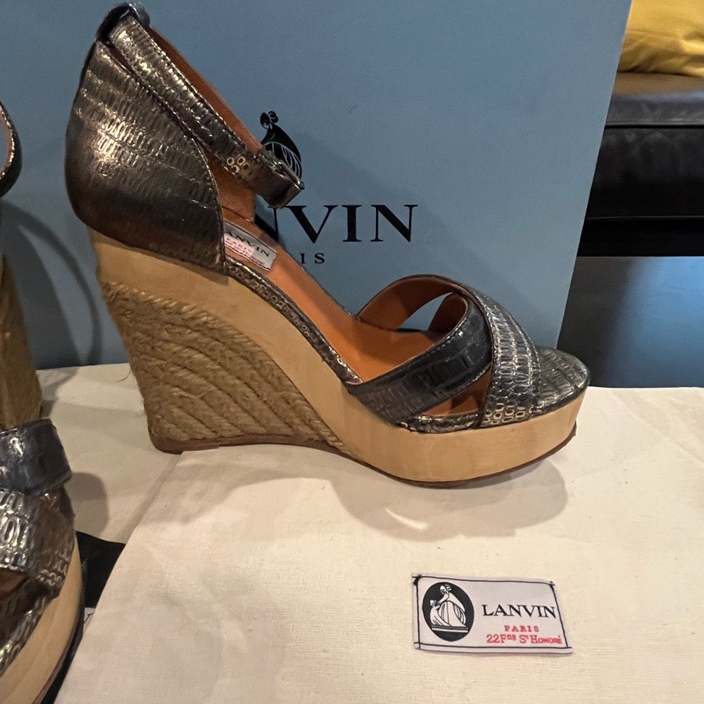 Lanvin wedge sandals Sz 4.5 - Picture 4 of 7